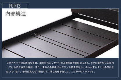 ベッド ダブル マットレス付き ダブル 棚 コンセント付 ダブル 圧縮ロールポケットコイル Berge【ベルジュ】(代引不可)