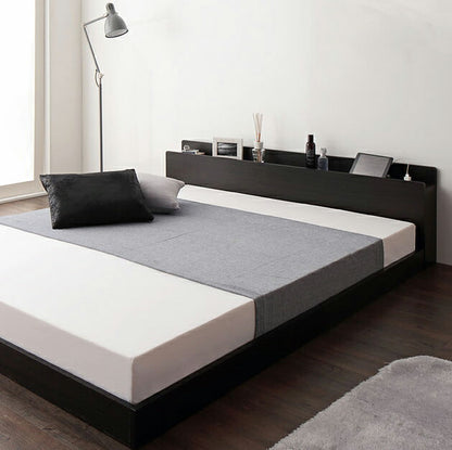 ベッド セミダブル マットレス付き セミダブル 棚 コンセント付 セミダブル 圧縮ロールポケットコイル Berge【ベルジュ】(代引不可)