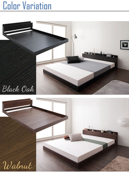 ベッド シングル フレーム フロアベッド ローベッド 棚 コンセント付 フレームのみ Berge【ベルジュ】(代引不可)