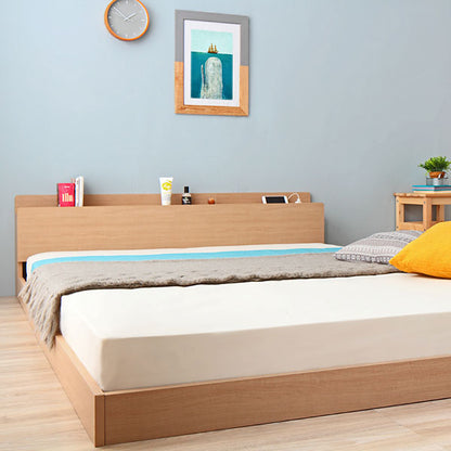 ベッド ダブル マットレス付き フロアベッド ローベッド 棚 コンセント Bellini ベリーニ 圧縮ロールポケットマットレス(代引不可)