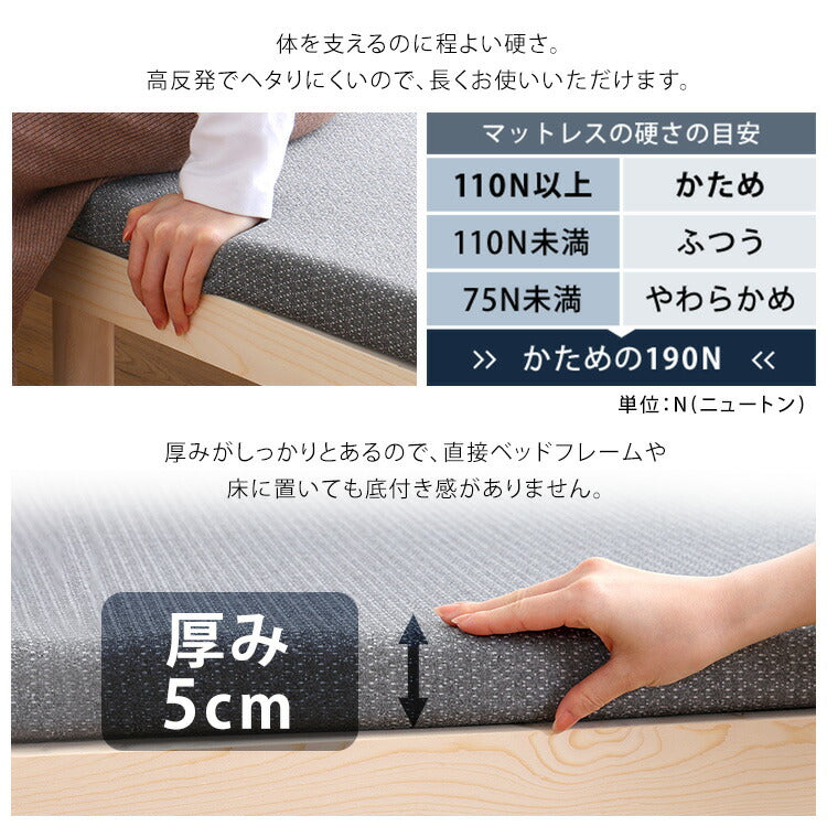 Beleza5 ベレーザ・ファイブ 高反発プロファイルウレタンマットレス シングル グレー 幅97cm 奥行195cm 布団 硬め ウレタンマットレス 通気性向上 寝返り楽々 圧力分散(代引不可)