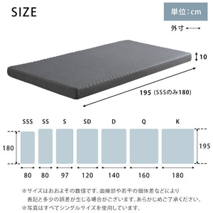 Beleza10 ベレーザ・テン 高反発プロファイルウレタンマットレス シングル グレー 幅97cm 奥行195cm 布団 硬め ウレタンマットレス 通気性向上 寝返り楽々 圧力分散(代引不可)