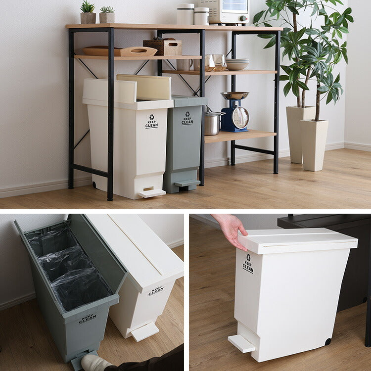 バタフライオープンタイプ ペダルゴミ箱32L ごみ箱 ダストボックス ごみばこ ゴミ箱 バタフライ式 コンパクト 馴染みやすい おしゃれ ペール ペダル 省スペース 軽量 キャスター付き キャスター(代引不可)