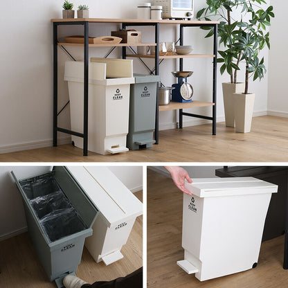 バタフライオープンタイプ ペダルゴミ箱32L ごみ箱 ダストボックス ごみばこ ゴミ箱 バタフライ式 コンパクト 馴染みやすい おしゃれ ペール ペダル 省スペース 軽量 キャスター付き キャスター(代引不可)