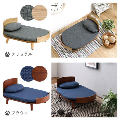 脚付きペットベッド まくらセット 天然木製 ペットベッド ベッド 楕円 犬用 猫用 ドッグ キャット かわいい おしゃれ シンプル クッション マットレス 枕 マクラ ペット用 手洗い可(代引不可)