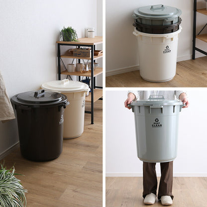 フタロック機能付き ラウンドゴミ箱45L ゴミ箱 45L ラウンドペール 丸型 フタ付き ロック機能付き ポリプロピレン 丸洗い おしゃれ 屋外 ゴミ箱 分別ゴミ箱 ダストボックス アースカラー(代引不可)
