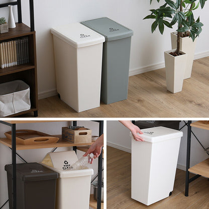 スライドオープンタイプ ゴミ箱30L ゴミ箱 30L ダストボックス 屋外 屋内 キャスター付き ポリプロピレン ごみ箱 分別ゴミ箱 キッチン スライドロック式 スライドペール アースカラー(代引不可)