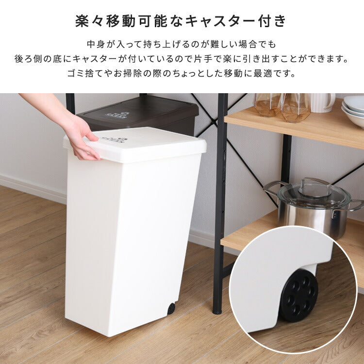 スライドオープンタイプ ゴミ箱30L ゴミ箱 30L ダストボックス 屋外 屋内 キャスター付き ポリプロピレン ごみ箱 分別ゴミ箱 キッチン スライドロック式 スライドペール アースカラー(代引不可)