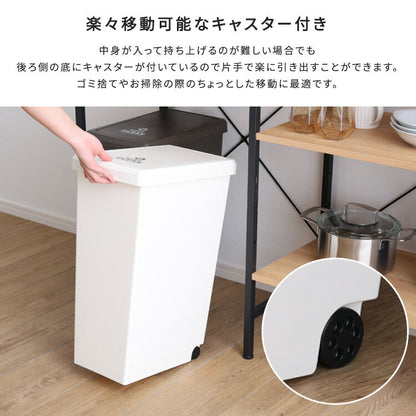 スライドオープンタイプ ゴミ箱30L ゴミ箱 30L ダストボックス 屋外 屋内 キャスター付き ポリプロピレン ごみ箱 分別ゴミ箱 キッチン スライドロック式 スライドペール アースカラー(代引不可)
