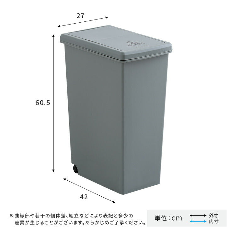 スライドオープンタイプ ゴミ箱45L ゴミ箱 45L ダストボックス 屋外 屋内 キャスター付き ポリプロピレン ごみ箱 分別ゴミ箱 キッチン スライドロック式 スライドペール アースカラー(代引不可)