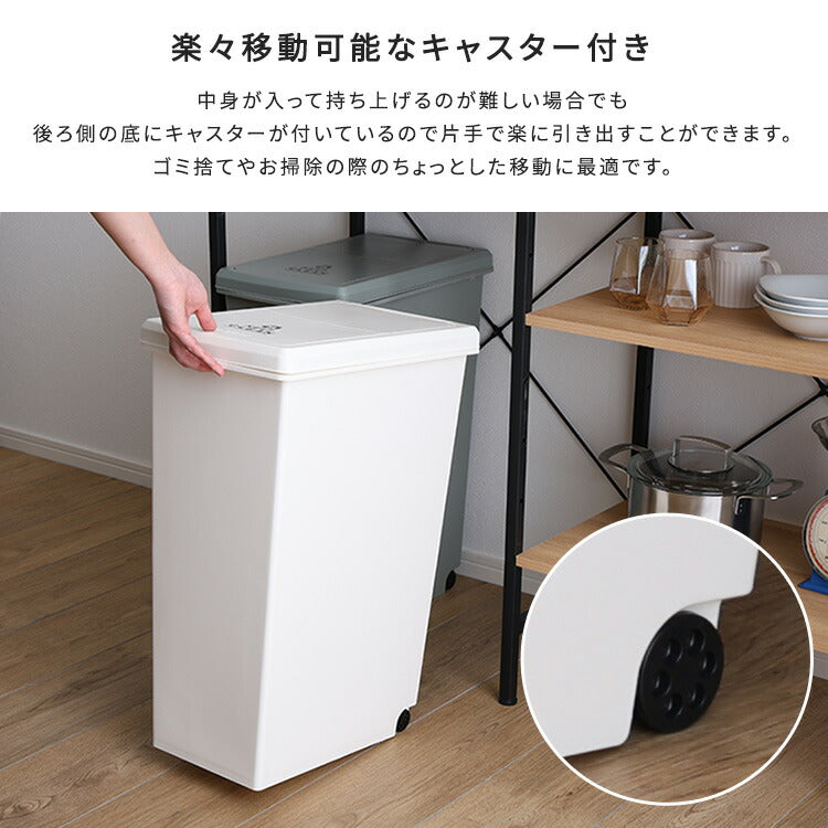 スライドオープンタイプ ゴミ箱45L ゴミ箱 45L ダストボックス 屋外 屋内 キャスター付き ポリプロピレン ごみ箱 分別ゴミ箱 キッチン スライドロック式 スライドペール アースカラー(代引不可)