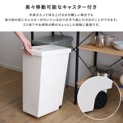 スライドオープンタイプ ゴミ箱45L ゴミ箱 45L ダストボックス 屋外 屋内 キャスター付き ポリプロピレン ごみ箱 分別ゴミ箱 キッチン スライドロック式 スライドペール アースカラー(代引不可)