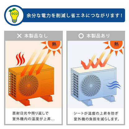 エアコン 室外機用シート 室外機カバー 室外機 天板 遮熱 夏 省エネ 節約 簡単取り付け サイズ調整 カット マグネット ベランダ バルコニー 幅43cm 縦32cm 2枚入 幅86cm ホワイトウッド タイル(代引不可)