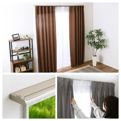 省エネサイドキャップ付きカーテンレール カバートップ仕様 ダブルタイプ 1.1~2m(伸縮) カーテンレール ダブル 伸縮機能カーテンレール 伸縮幅 1.1~2m 木目 ホワイト ブラウン 日本製(代引不可)