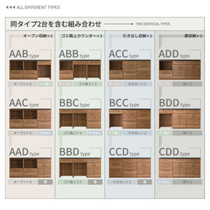 日本製 特殊鋼板を使った組み合わせキッチンカウンター 180cm 引き出し収納+引き出し収納+扉収納 キッチンカウンター キッチン収納 木目 スチール 収納棚 キッチン リビング(代引不可)