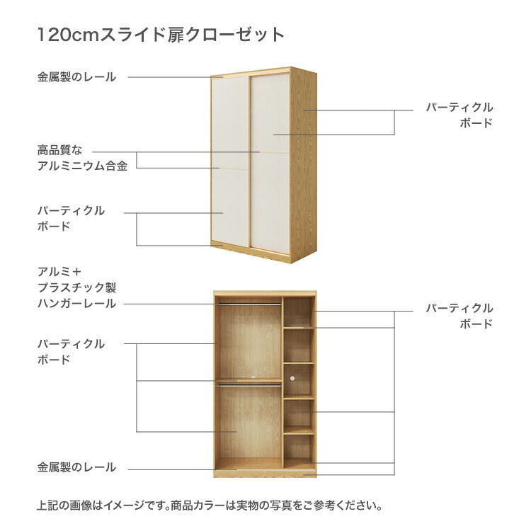スライド扉クローゼット 120cm クローゼット 収納 収納棚 タンス スライド式 ハンガー ハンガーラック 大容量 衣類収納 衣類 棚(代引不可)