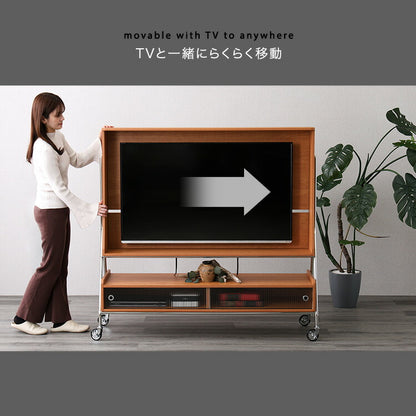 TVスタンドシェルフ NIVEL ナイベル キャスター付き テレビ台 テレビスタンド ナチュラル 収納 テレビ下収納 テレビ リビング(代引不可)
