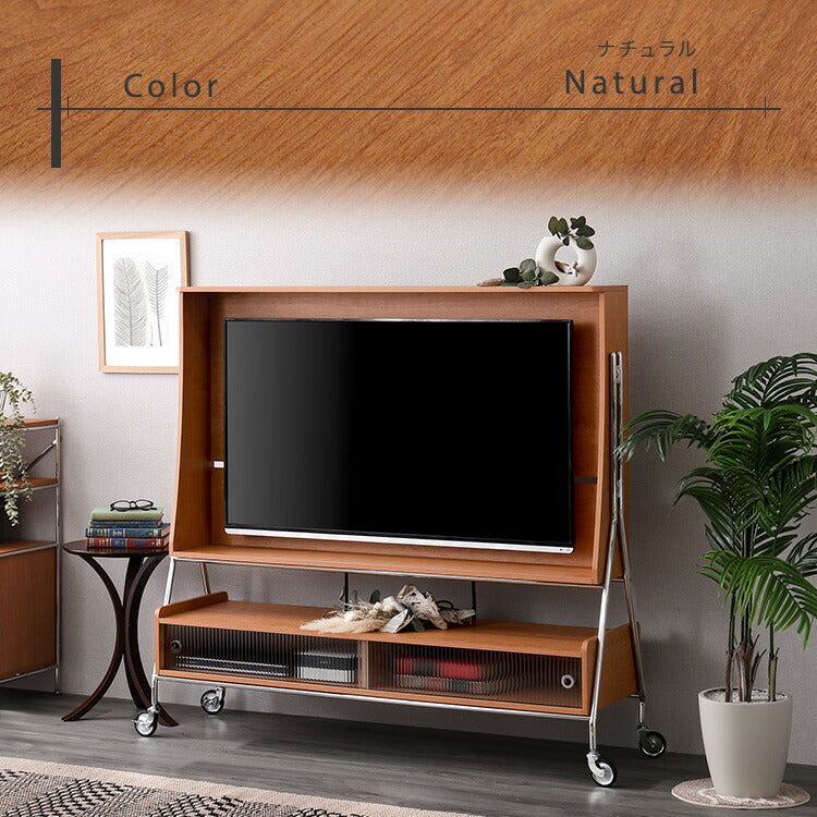 TVスタンドシェルフ NIVEL ナイベル キャスター付き テレビ台 テレビスタンド ナチュラル 収納 テレビ下収納 テレビ リビング(代引不可)