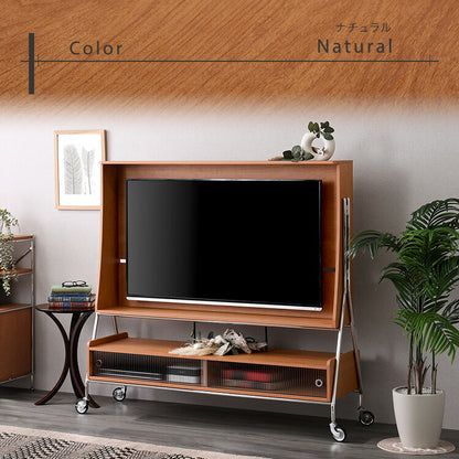 TVスタンドシェルフ NIVEL ナイベル キャスター付き テレビ台 テレビスタンド ナチュラル 収納 テレビ下収納 テレビ リビング(代引不可)