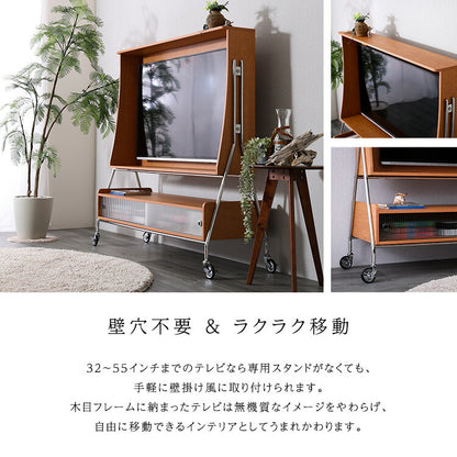 TVスタンドシェルフ NIVEL ナイベル キャスター付き テレビ台 テレビスタンド ナチュラル 収納 テレビ下収納 テレビ リビング(代引不可)