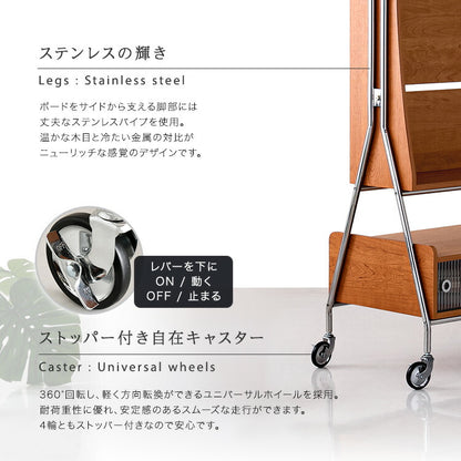 TVスタンドシェルフ NIVEL ナイベル キャスター付き テレビ台 テレビスタンド ナチュラル 収納 テレビ下収納 テレビ リビング(代引不可)