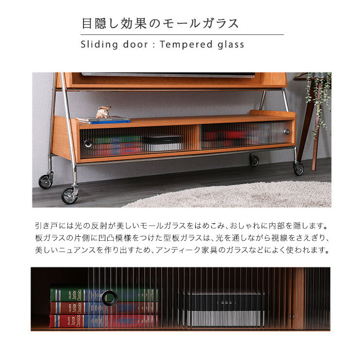 TVスタンドシェルフ NIVEL ナイベル キャスター付き テレビ台 テレビスタンド ナチュラル 収納 テレビ下収納 テレビ リビング(代引不可)