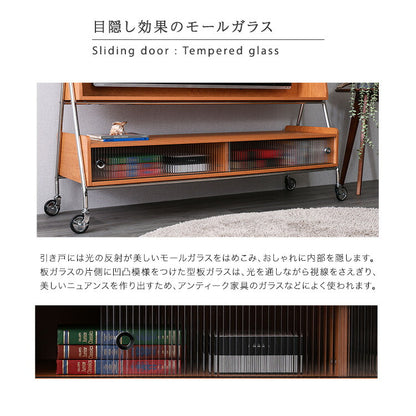 TVスタンドシェルフ NIVEL ナイベル キャスター付き テレビ台 テレビスタンド ナチュラル 収納 テレビ下収納 テレビ リビング(代引不可)