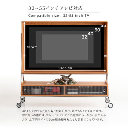 TVスタンドシェルフ NIVEL ナイベル キャスター付き テレビ台 テレビスタンド ナチュラル 収納 テレビ下収納 テレビ リビング(代引不可)