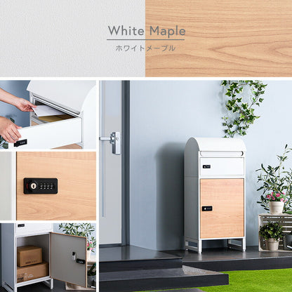 宅配ボックス スリムロータイプ 2ボックス ホワイト メープル 郵便ポスト 宅配 玄関 荷物受け 大容量 2BOX A4対応 ダイアルロックキー 鍵付き メールボックス(代引不可)