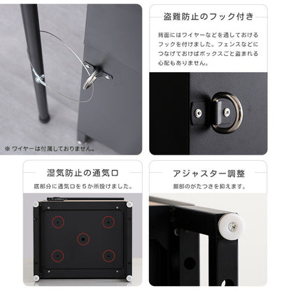 宅配ボックス スリムハイタイプ 3ボックス ブラック オーク 郵便ポスト 宅配 玄関 荷物受け 大容量 3BOX A4対応 ダイアルロックキー 鍵付き メールボックス(代引不可)