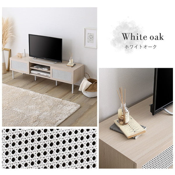 ラタン調テレビ台 140cm幅 ラタン調テレビ台 140cm幅 TVボード ナチュラル TV台 一人暮らし ラタン風 スチール脚 木目 オシャレ 開き戸 収納棚 ローボード(代引不可)