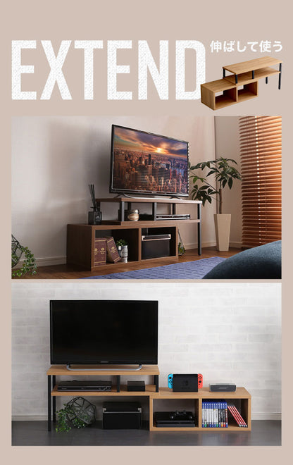 伸縮式 テレビ台 ヴィンテージ 爽やか 選べる3色 木目調 テレビボード ローボード テレビラック コンパクト 収納 シンプル かわいい TV台 回転式 おしゃれ 北欧 西海岸 スチール BALKA バルカ(代引不可)