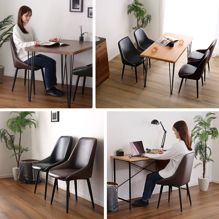 ヴィンテージダイニングチェア ヴィンテージ ダイニングチェア チェア Valentin モダン PVC レザー調 おしゃれ ブラックスチール ブラック ブラウン 高さ81cm 座面高さ42.5cm 幅50cm 奥行52cm(代引不可)