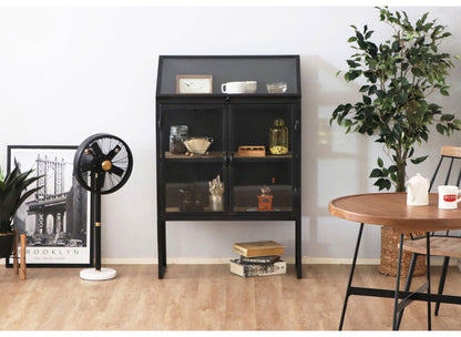 アンティーク調 ディスプレイラック ガラス扉 キャビネット 幅80cm  扉付き スチール脚 おしゃれ 北欧 コレクションケース(代引不可)