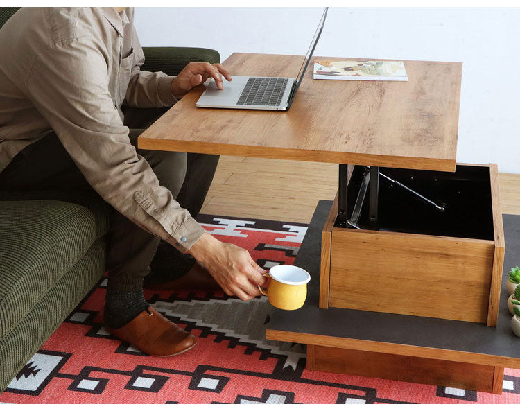 アダムロ リフトアップテーブル 幅90cm センターテーブル 日本製 完成品 リフトアップ式 ヴィンテージ シンプルデザイン 昇降 テーブル リフトテーブル(代引不可)