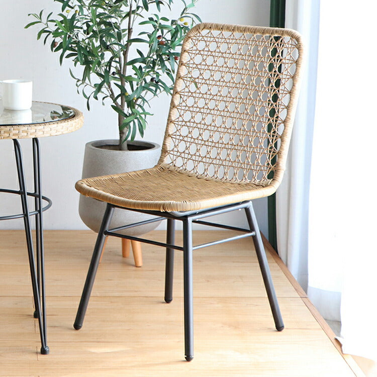 ラタン調 ダイニングチェア 肘無し ガーデンチェア スチール脚 椅子 イス チェア ラタンチェア 北欧 おしゃれ(代引不可)