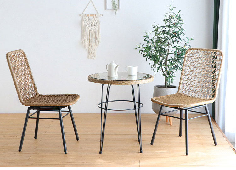 ラタン調 ダイニングチェア 肘無し ガーデンチェア スチール脚 椅子 イス チェア ラタンチェア 北欧 おしゃれ(代引不可)