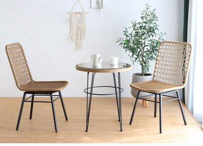 ラタン調 ダイニングチェア 肘無し ガーデンチェア スチール脚 椅子 イス チェア ラタンチェア 北欧 おしゃれ(代引不可)