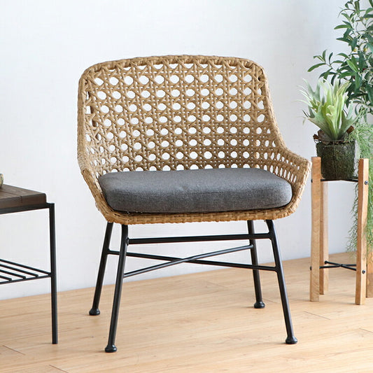 ラタン調 ベンチソファ 1P スチール脚 一人掛けソファ コンパクトソファ 1Pソファ 1人掛け 1人用 ラタンチェア 北欧 シンプル おしゃれ(代引不可)
