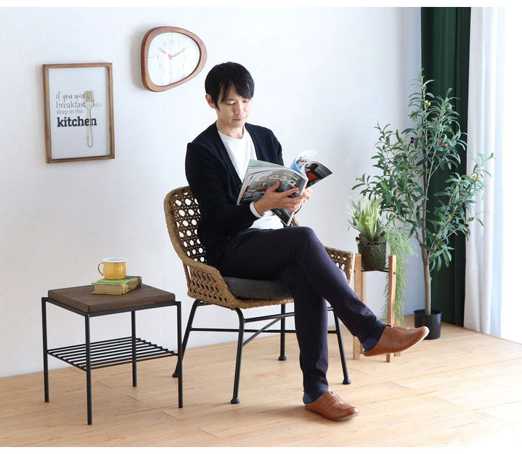 ラタン調 ベンチソファ 1P スチール脚 一人掛けソファ コンパクトソファ 1Pソファ 1人掛け 1人用 ラタンチェア 北欧 シンプル おしゃれ(代引不可)