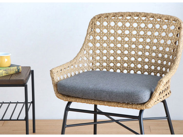 ラタン調 ベンチソファ 1P スチール脚 一人掛けソファ コンパクトソファ 1Pソファ 1人掛け 1人用 ラタンチェア 北欧 シンプル おしゃれ(代引不可)