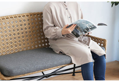 ラタン調 ベンチソファ 2P スチール脚 二人掛けソファ コンパクトソファ 2Pソファ 2人掛け 2人用 ラタンチェア 北欧 シンプル おしゃれ(代引不可)