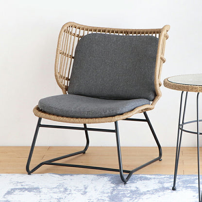 ラタン調 ワイドチェア 1P スチール脚 一人掛けソファ コンパクトソファ 1Pソファ 1人掛け 1人用 ラタンチェア 北欧 シンプル おしゃれ(代引不可)