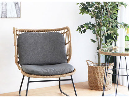 ラタン調 ワイドチェア 1P スチール脚 一人掛けソファ コンパクトソファ 1Pソファ 1人掛け 1人用 ラタンチェア 北欧 シンプル おしゃれ(代引不可)