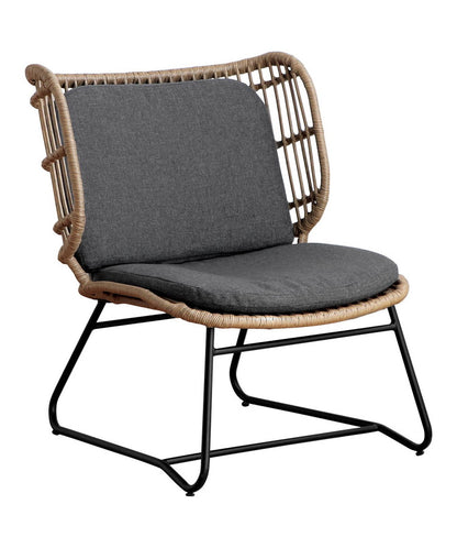 ラタン調 ワイドチェア 1P スチール脚 一人掛けソファ コンパクトソファ 1Pソファ 1人掛け 1人用 ラタンチェア 北欧 シンプル おしゃれ(代引不可)