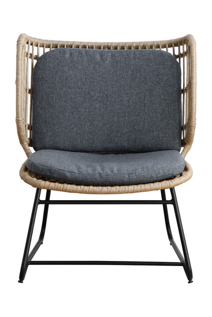 ラタン調 ワイドチェア 1P スチール脚 一人掛けソファ コンパクトソファ 1Pソファ 1人掛け 1人用 ラタンチェア 北欧 シンプル おしゃれ(代引不可)