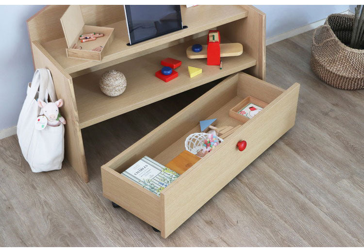 TRMO11 ちぃも おうち えんとつ型 国産 タブレットスタンド付収納 収納アイテム 日本製 引き出し付き 木製 キッズ 子供部屋 子ども デスク 机 リビング 物置き(代引不可)