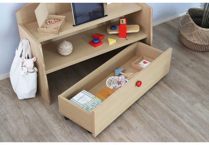 TRMO11 ちぃも おうち えんとつ型 国産 タブレットスタンド付収納 収納アイテム 日本製 引き出し付き 木製 キッズ 子供部屋 子ども デスク 机 リビング 物置き(代引不可)