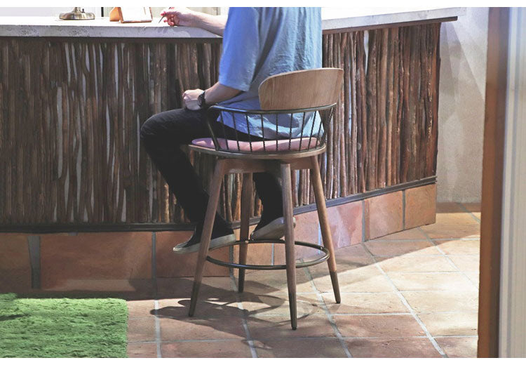 ダナ バーチェア カウンターチェア 背もたれ付き 北欧 バーチェア ハイスツール おしゃれ 椅子 スツール 回転式 チェア チェアー カフェ風 イス カウンター(代引不可)