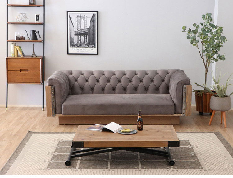 PULLEY プーリーチェスターソファ 3P 3人掛け デザイン性 ソファー ローソファ コンパクト おしゃれ フロアソファー 2人掛け 2.5人掛けソファー かわいい 可愛い(代引不可)